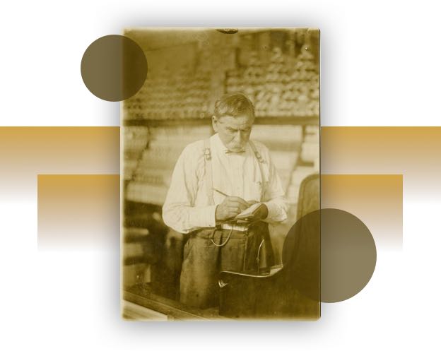 a man looks into his journal